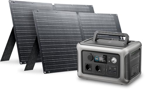 ALLPOWERS R600 Centrale Elettrica Portatile con 2x 100W Pannello Solare | 299Wh 600W LiFePO4 Batteria Backup, 0-100% in 1 ora, UPS per Campeggio, Viaggi, Interruzioni di Corrente, Emergenza black-out