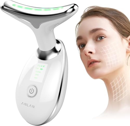Face Massager,Facial Massager with 7 LED Colors & 4 Modes,Facial Lifting Device with 45°C Heat Massage for Women Face&Neck Care,Face-Massagers Electric Anti Aging Neck Eye Device