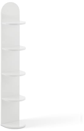 CLIPOP Estantería de pie con 5 niveles, estantería alta, montada en la pared, para dormitorio, salón, cocina, color blanco, 145 x 25 x 20 cm