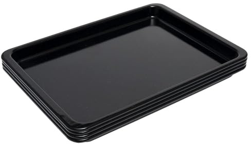 ProCook Enamel Baking Tray Set - 4 Piece, Black Carbon Steel Non Stick Oven Tin Pans, 36 x 27 x 2.5cm - Scratch Resistant Bakeware