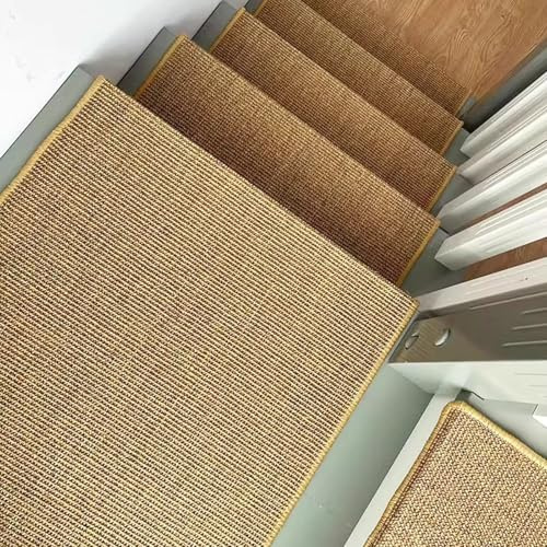 Lorxilar Stufenmatten Sisal Innen Treppenteppich Sisal Selbstklebend Treppen Teppichstufen Rechteckig B,3X(100x24cm/39.4x9.4in)