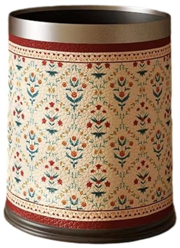 Abbdbd Papelera De Cuero Vintage para Hogar, Sala De Estar, Cubo Sanitario Antiguo, Contenedor De Basura para Dormitorio