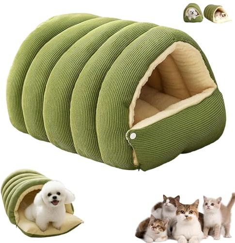 Cozy Monster Cat Bed, Cat Beds for Indoor Cats, Cat Cave Bed Cat Tent with Removable Cushion, Warm Cave Nest Sleeping Bed Puppy House for Cats Small Dogs, Anti-Anxiety Cuddler Beds(Green,L)