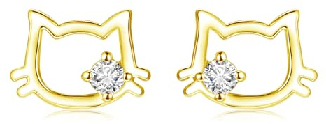 Cangall Örhängen silver 925, allergivänligt 925 sterlingsilverstjärna/kattblomma, örhänge, plugg med AAA+ kubisk zirkon, små söta örhängen, silver, presenter för kvinnor, flickor, barn