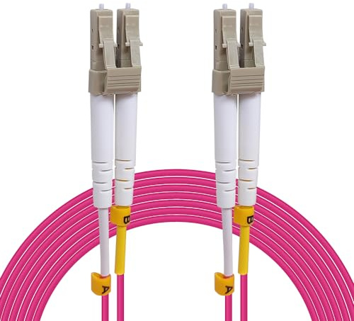 WAYTYEX 34826 Câble Fibre Optique OM4 20,00 m – Jarretière Optique LC/LC Duplex Multimode 50/125 Rose 20,00 m