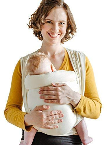 Shabany® Babytragetuch - 100% Bio Baumwolle - Babybauchtrage für Neugeborene Kleinkinder bis 15 Kg - Gewebt - inkl. Baby Wrap Carrier Anleitung - beige (dances)