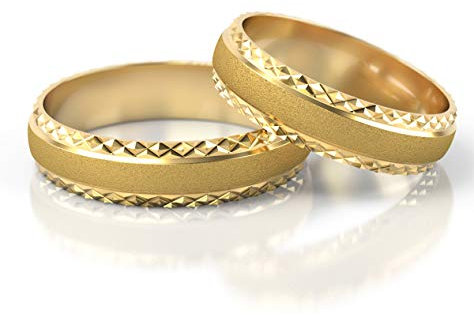 JC GOLD Trauringe - Gelbgold Eheringe inklusive Stein und Gravur im Paarpreis PL024 (8 Karat (333) Gelbgold)