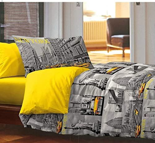 HomeLife - Trapunta Singola Invernale [220X250] Made in Italy | Trapunta Imbottita Calda | Piumino 1 Piazza e Mezza, Copriletto Trapuntato Reversibile con Stampa immagini di New York