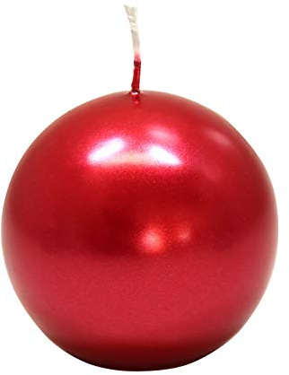 Ebersbacher Kerzenfabrik GmbH Kugelkerze weinrot lackiert, Größe ca. Ø 80 mm, einzeln in Folie, runde Kerze Weihnachtskerze Adventskerze