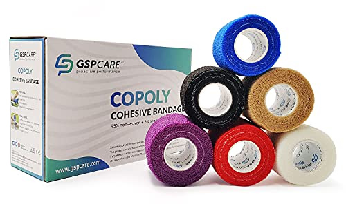 GSPCARE Vendas Autoadhesivas 5 cm x 4,5 m,6 Rollos Cinta Adhesiva Deportiva Vendaje Veterinario, Vendas Autoadhesivas Fisioterapia para Atletas, Esguinces e Hinchazón de Tobillo (Multicolor)
