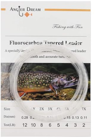 ANGLER DREAM 3 Pack Fluorocarbon Fly Tapered Fishing Leader 9FT 0x/1x/2x/3x/4x/5x/6x/7x (7x)