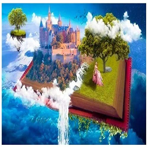 YINGXIN88 Diamant Malere Kits,Stück DIY 5D Diamond Painting Bilder Arts Strass Stickerei Kreuzstich Kits Diamond Dekoration für Haus, Wand und Eingang Schloss und Steppe auf dem Himmelsbuch-50x70cm