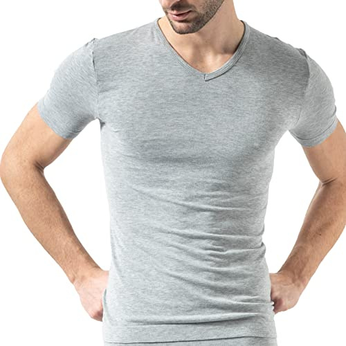 Risalti Camisetas Hombre Manga Corta Bambu Cuello V - Camiseta Interior Hombre Sin Costuras Ni Etiquetas, Ropa en Viscosa de Bambù Más Suave Que el Algodón, Transpirable y Cómoda - Made in Italy