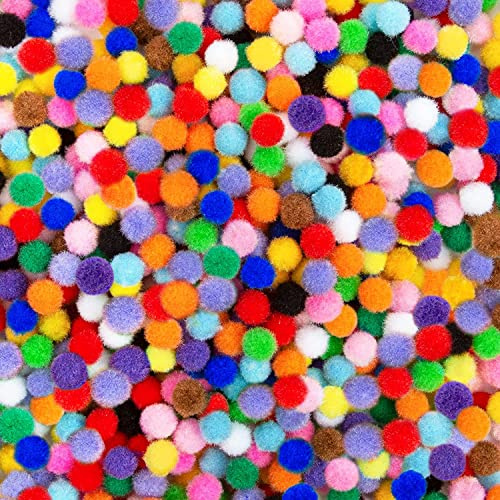 Mini Pompons zum Basteln, 2000 Stück 1cm Mini Pompons, Mini Pompoms für Handwerk Herstellung, Pom Pom Bälle für Ostern, Weihnachten, Kinder, Bunte Pompons für Lustige DIY Kreative Handwerk