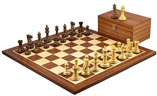 Juego de ajedrez de madera de caoba de 20 pulgadas, piezas profesionales Staunton de 3.75 pulgadas