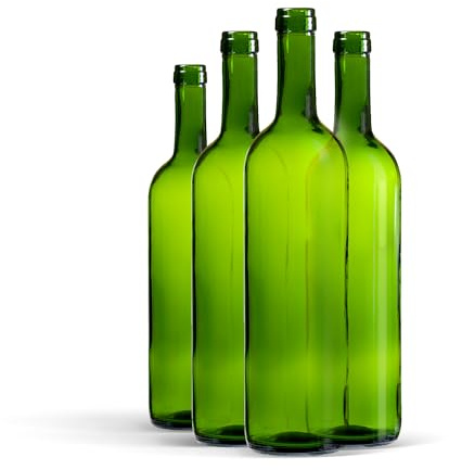 WYSKONT Weinflasche 750 ml Bordeaux 8 Stück - Grün Weinflasche ohne Korken - Leere Glasflasche - Wasserflasche - Leere Likörflaschen - Glasflaschen zum befüllen - Water Bottle - Wein Zubehör