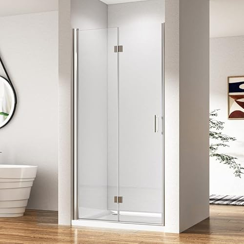 Duschkabine in Nische 100 x 195 cm Falttür Duschabtrennung, Nischentür Faltbar Glas Duschtür Dusche 6mm ESG Sicherheitsglas Easy Clean beschichtung, Faltbare Duschwand Drehfalttür Höhe 195cm