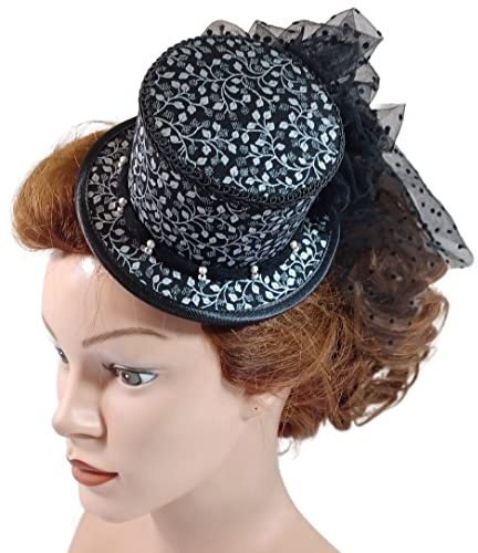 Mini Zylinder Silber Blätter Gothic Minihat Fascinator Hatinator Kopfschmuck Damenhut Cosplay Rockabilly 20s 50s