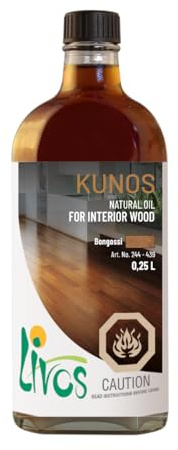 Livos Kunos 244, Natural Wood Oil, Interior Stain and Finish, High Coverage, Easy to Apply, Plant Based, Linseed Oil, Furniture & Flooring Hardwax Oil, Made in Germany (250mL, 002 - Clear)