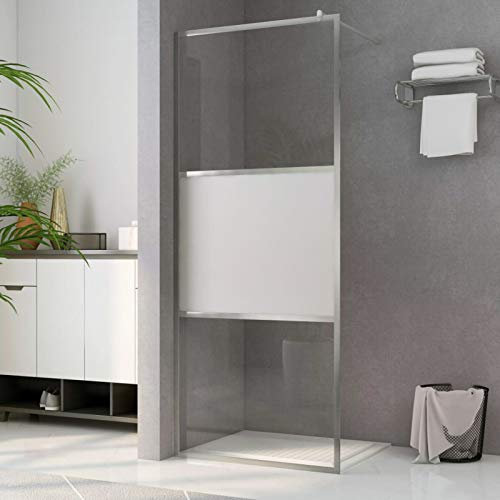 Homgoday Begehbare Duschwand mit Halbmattiertem ESG-Glas 100x195cm Duschabtrennung Walk in Dusche Duschtrennwand Duschkabine Duschtrennwand für Begehbare Duschen Modern Design