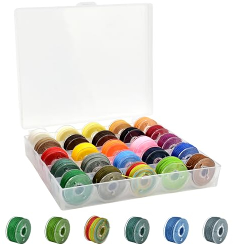 CAREDGO Gewachste Baumwollschnur 0.55mm*10m Wachsschnur 25 Rollen Gewachste Polyesterschnur Wachsfaden Gewachster Faden Bunt Gewachste Schnur Schmuckband Kordel Handnähgarn für DIY Schmuckherstellung