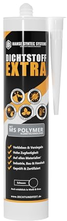 HSS® Dichtstoff EXTRA 290ml MS Polymer, Baukleber, Dichtstoff & Karosseriekleber, 380kg/m² & 375% Dehnfähigkeit, Innen & Außen, ALLROUNDER, alle Materialien, UV- & witterungsbeständig (Schwarz, 290ml)