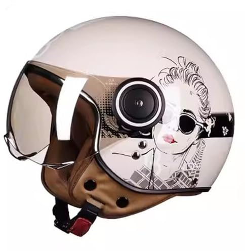 Caschi Cromwell Jet E Demi-Jet Brain Cap Casco Moto Omologato ECE Casco Scodella Scooter Ciclomotore Con Visiera Mezzo Casco Da Motociclista Per Donna E Uomo 7,L:57-58CM