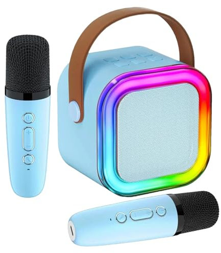 Eventerde macchina per karaoke, macchina per karaoke per bambini | Altoparlante karaoke wireless con luci LED e 2 microfoni wireless - Altoparlante per microfono, altoparlante wireless,