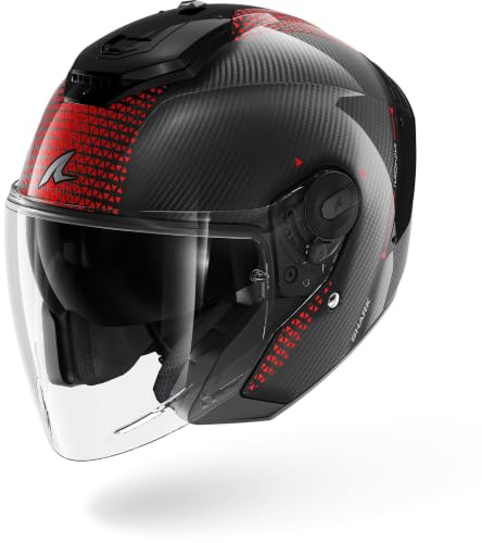 Shark RS Jet Carbon Ikonik Jet Helmet, black/red, M (57/58)