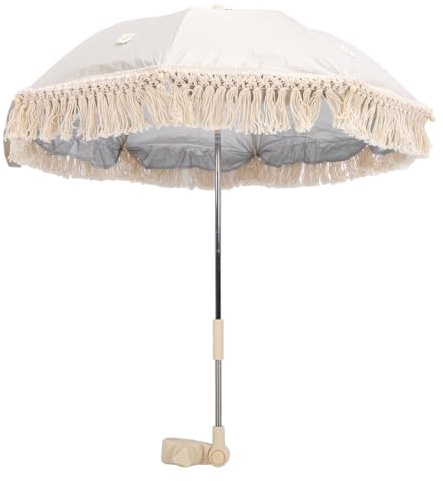Sombrilla para Cochecito de bebé, Sombrilla para bebé a Prueba de Sol con Abrazadera Ajustable, Protección Solar Plegable, Sombrilla Impermeable para Cochecito, Carrito, (Beige