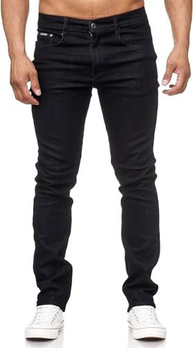 C-iN-C herrjeans byxor normal passform raka ben stonewashed stor storlek män raka jeans. stora storlekar upp till storlek 48, 807-svart, 48W