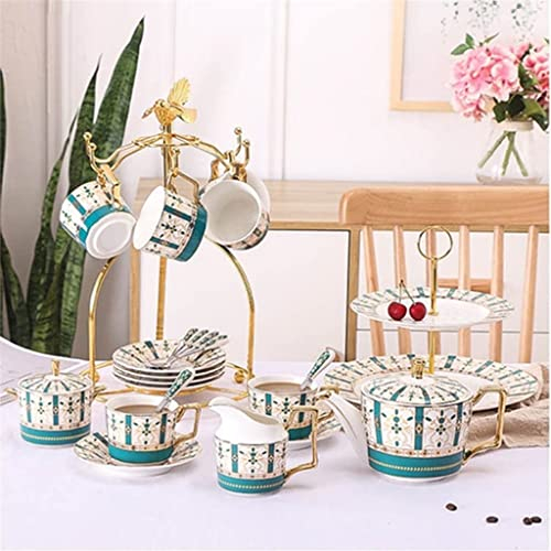 WOTZOV Service à thé créatif en Porcelaine Anglaise, Service à thé de l'après-midi Anglais, Service à thé en céramique européenne, Tasse à café et Soucoupe, Coffret Cadeau (Couleur : A, Taille
