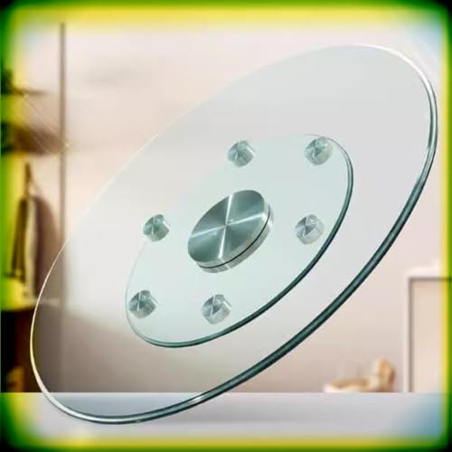 QSPNVFB Piano Girevole Rotondo in Vetro 80cm, Vassoio da Portata per Tavolo da Pranzo, Giradischi Girevole A 360º per Decorare E Servire Tortiera Vetro(28 inch(70cm))