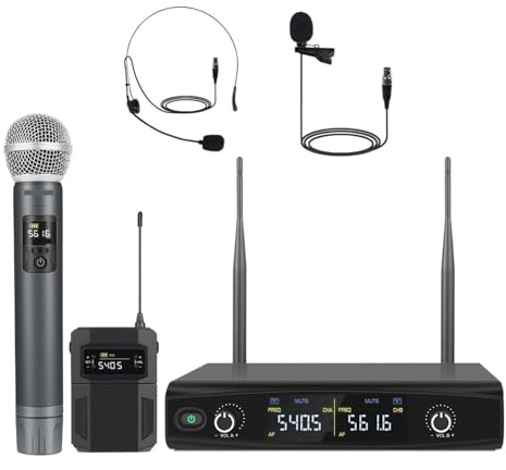 Wireless Microphone System Lavalier Handheld Mic Set Frequencies Cordless Mic For Karaoke Church Singing