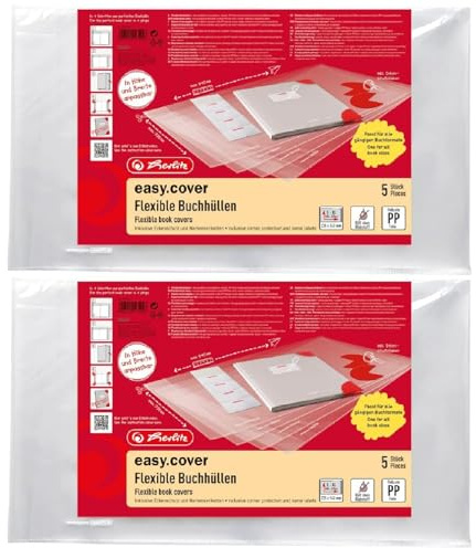Herlitz 50014743 Easy Cover Buchumschlag, Polybeutel, Größe: 10 Stück