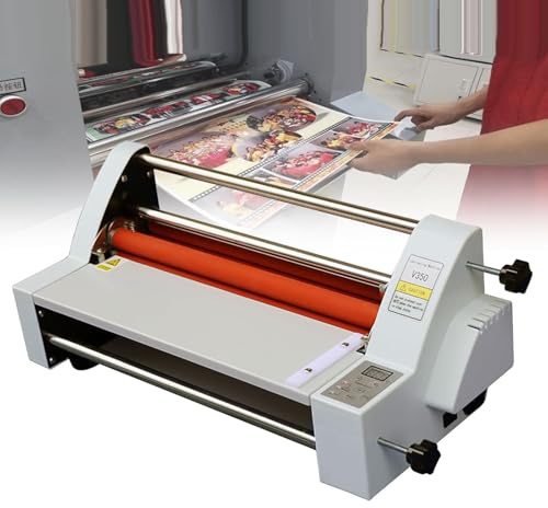 MáQuina Laminadora de 13,7, Laminadora de Rollo Caliente y FríO, MáQuina Laminadora de Rollo TéRmico para LaminacióN de Papel A3/A4 de Una o Dos Caras