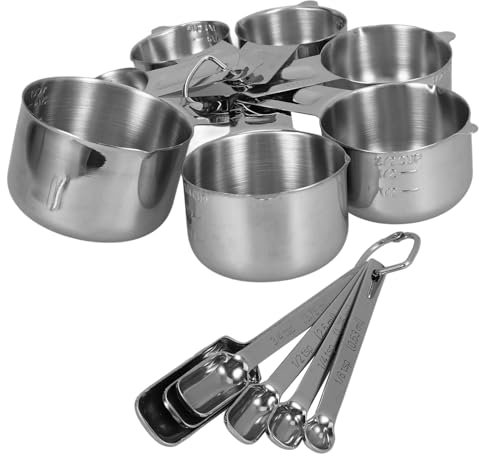 Ciieeo Taza y Cuchara Medidora De Cocina Para Repostería Cucharas De Acero Inoxidable Para Hornear Asas Juego De Tazas y Medidoras