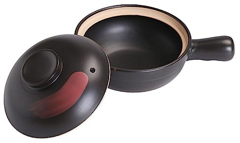 SOLUSTRE Marmite en Terre Cuite Traditionnelle Poignée Unique, Casserole Antiadhésive pour Cuisson, pour Repas en Famille ou Entre Amis, Ustensile Cuisine pour Cuisinière à Gaz