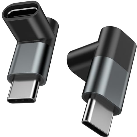Mugust Adaptateur USB C à 90 degrés Adaptateur C Mâle à C Femelle USB C Extender Type-C Data Transmission PD100W Charge Rapide et 8K @ 60Hz Passage pour Les Accessoires de Pont Vapeur (Noir)