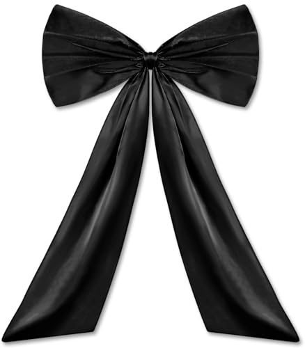 Große Satinschleife, 60 x 90 cm Geschenkschleife Groß, Exquisit Schleife Deko, Satinschleifen Grosse für Partydekoration, Wanddekoration, Hochzeit, Heimdekoration (Schwarz)