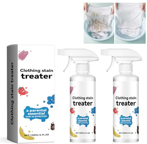 Clothing Stain Cleaner Spray quitamanchas para tratamiento, spray quitamanchas natural para ropa, quitamanchas de tela para manchas difíciles de vino, café, grasa, 2 unidades