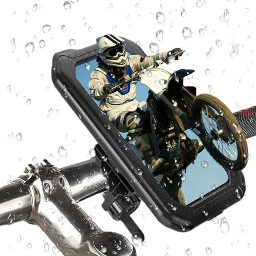 Motorbike Phone Holder Waterproof with USB Sockets - 360° Rotatable Adjustable Bike Phone Mount with Fully Enclosed Design, Anti-Shake Motorcycle Phone Mount with Touch Screen Access for 4 -7 Smartph