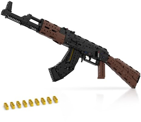 Sosuy AK47 Baustein Gewehr Sets, 1:1 DIY schießbare Scharfschütze Gewehr Modell Armee Spielzeug für Erwachsener Jungen, Geburtstagsgeschenke für kids ab 8 Jahren, Militärfan Pistole Sammlung 1321Teile