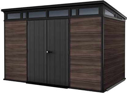 Keter Signature 11x7 Gartenhaus Kunststoff Rosenholzoptik 340x218x226 cm | Abschließbar, Mit Bodenplatte, Gerätehaus