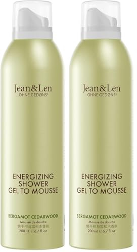 Jean & Len Gel de Ducha Energizante To Mousse Bergamota y Cedro, con aceite de almendras, jojoba y babasú, para una limpieza perfumada, para piel normal, espuma de ducha, sin siliconas, 200 ml