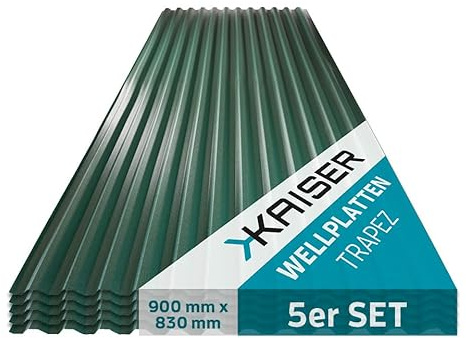 KAISER plastic® Wellplatten Grün | Wellplatten Dach, Welldach Kunststoff | Dachplatten wetterfest | Überdachung (5, 90 x 83 cm)