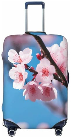 Housse de valise avec imprimé fleurs de cerisier roses, convient pour les bagages de 46 à 82 cm, Noir , XL