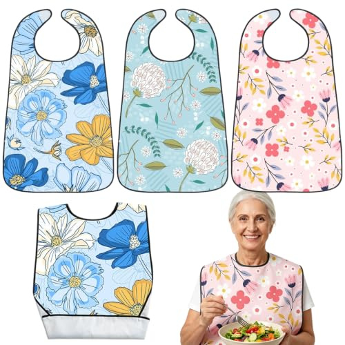 DRADERCH 3 Pièces Bavoirs Lavables,Lavables pour Adultes 78X49cm (3)