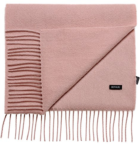 Bovari Echarpe femme 100% cachemire haut de gamme femme - 180 x 31 cm - nombreuses couleurs (Rose)