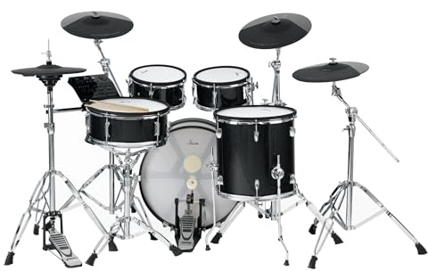XDrum DD-670 Mesh E-Drum Kit - elektronisches Schlagzeug mit echter HiHat und Holzkesseln - 14 Snare-Pad und 20 Kick-Pad - 720 Sounds, 20 Preset- und 20 User-Kits - inkl. Hardware - Black Sparkle